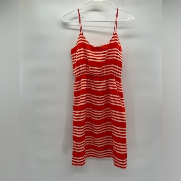 J. Crew Dresses & Skirts - J. Crew orange white striped dress sleeveless size 2 spring 2013 blouson